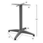 ΒΑΣΗ ΑΛΟΥΜΙΝΙΟΥ 4ΝΥΧΗ 66Χ66X69Υεκ. ΜΕ ΣΤΑΥΡΟ 45x45εκ. HM448.04 ΓΚΡΙ - Image 2