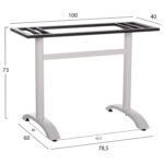 ΒΑΣΗ ΤΡΑΠΕΖΙΟΥ ΑΛΟΥΜΙΝΙΟΥ ΔΙΠΛΗ HM461.12 ΛΕΥΚΗ ΜΕ ΡΕΓΟΥΛΑΤΟΡΟΥΣ 100x60x73Υεκ. - Image 2