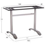 ΒΑΣΗ ΤΡΑΠΕΖΙΟΥ ΑΛΟΥΜΙΝΙΟΥ ΔΙΠΛΗ HM461.13 ΧΡΩΜΙΟΥ ΜΕ ΡΕΓΟΥΛΑΤΟΡΟΥΣ 100x60x73Υεκ. - Image 2