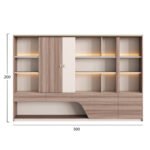 ΒΙΒΛΙΟΘΗΚΗ ΣΕΙΡΑ SUPERON HM2141 ΜΕΛΑΜΙΝΗ ΜΠΕΖ & ΦΥΣΙΚΟ--LED ΦΩΤΙΣΜΟΣ 300x40x200Υεκ - Image 2