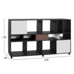 ΒΙΒΛΙΟΘΗΚΗ - ΡΑΦΙΕΡΑ RYLAN ΓΡΑΦΕΙΟΥ ΕΠΑΓΓΕΛΜΑΤΙΚΗ ΚΑΡΥΔΙ ΚΑΙ ΓΚΡΙ 220Χ40Χ120 εκ HM2099 - Image 2