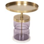 ΒΟΗΘΗΤΙΚΟ ΤΡΑΠΕΖΑΚΙ HAILEY HM9729 ΜΩΒ ΓΥΑΛΙ-ΧΡΥΣΟ ΜΕΤΑΛΛΟ Φ39,5x45Υεκ - Image 3
