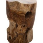 ΒΟΗΘΗΤΙΚΟ ΤΡΑΠΕΖΑΚΙ ΣΤΡΟΓΓΥΛΟ ΑΠΟ ΜΑΣΙΦ ΞΥΛΟ ΤEAK ΦΥΣΙΚΟ Φ30X45Υεκ.HM9350 - Image 4