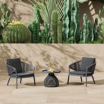 ΒΟΗΘΗΤΙΚΟ ΤΡΑΠΕΖΑΚΙ ΣΤΡΟΓΓΥΛΟ DRISCOLL HM6477.01 ΓΚΡΙ ΑΛΟΥΜΙΝΙΟ & ΣΧΟΙΝΙ Φ55x45Υεκ. - Image 2