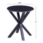 ΒΟΗΘΗΤΙΚΟ ΤΡΑΠΕΖΑΚΙ ΣΤΡΟΓΓΥΛΟ HM9473.04 BLACK MARBLE ΕΠΙΦΑΝΕΙΑ ΜΑΥΡΗ ΒΑΣΗ Φ50x55Yεκ. - Image 2