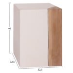 ΒΟΗΘΗΤΙΚΟ ΤΡΑΠΕΖΙ LEIA-ΣΚΑΜΠΟ HM18163.02 FIBER CEMENT ΛΕΥΚΟ-ΞΥΛΟ TEAK 32.5x32.5x46Υεκ. - Image 2