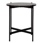 ΒΟΗΘΗΤΙΚΟ ΤΡΑΠΕΖΙ HM9589.01 MDF ΜΑΥΡΟ ΜΑΡΜΑΡΟ-ΜΑΥΡΗ ΜΕΤΑΛΛΙΚΗ ΒΑΣΗ Φ50x55Υεκ. - Image 3