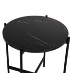 ΒΟΗΘΗΤΙΚΟ ΤΡΑΠΕΖΙ HM9589.01 MDF ΜΑΥΡΟ ΜΑΡΜΑΡΟ-ΜΑΥΡΗ ΜΕΤΑΛΛΙΚΗ ΒΑΣΗ Φ50x55Υεκ. - Image 5