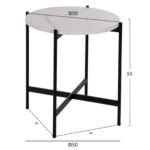 ΒΟΗΘΗΤΙΚΟ ΤΡΑΠΕΖΙ HM9589.05 MDF ΛΕΥΚΟ ΜΑΡΜΑΡΟ-ΜΑΥΡΗ ΜΕΤΑΛΛΙΚΗ ΒΑΣΗ Φ50x55Υεκ. - Image 2