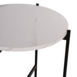 ΒΟΗΘΗΤΙΚΟ ΤΡΑΠΕΖΙ HM9589.05 MDF ΛΕΥΚΟ ΜΑΡΜΑΡΟ-ΜΑΥΡΗ ΜΕΤΑΛΛΙΚΗ ΒΑΣΗ Φ50x55Υεκ. - Image 4