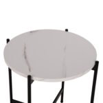 ΒΟΗΘΗΤΙΚΟ ΤΡΑΠΕΖΙ HM9589.05 MDF ΛΕΥΚΟ ΜΑΡΜΑΡΟ-ΜΑΥΡΗ ΜΕΤΑΛΛΙΚΗ ΒΑΣΗ Φ50x55Υεκ. - Image 5