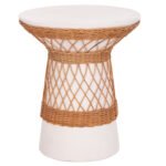 Αγόρασε ΒΟΗΘΗΤΙΚΟ ΤΡΑΠΕΖΙ ΣΤΡΟΓΓΥΛΟ DELIA HM18167.02 FIBER CEMENT ΛΕΥΚΟ & RATTAN Φ40x45Υεκ σε μοναδική τιμή στο clickforshop.gr