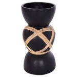 ΔΙΑΚΟΣΜΗΤΙΚΟ ΒΑΖΟ ΔΑΠΕΔΟΥ MAYNARD HM4672.01L TERRACOTTA ΜΑΥΡΟ-RATTAN Φ32x62.5Υεκ - Image 3