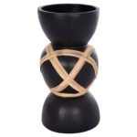 ΔΙΑΚΟΣΜΗΤΙΚΟ ΒΑΖΟ ΔΑΠΕΔΟΥ MAYNARD HM4672.01L TERRACOTTA ΜΑΥΡΟ-RATTAN Φ32x62.5Υεκ - Image 4