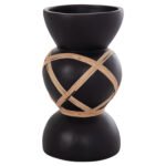 ΔΙΑΚΟΣΜΗΤΙΚΟ ΒΑΖΟ ΔΑΠΕΔΟΥ MAYNARD HM4672.01S TERRACOTTA ΜΑΥΡΟ-RATTAN Φ27.5x50Υ - Image 4