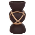 ΔΙΑΚΟΣΜΗΤΙΚΟ ΒΑΖΟ ΔΑΠΕΔΟΥ MAYNARD HM4672.07S TERRACOTTA ΣΟΚΟΛΑΤΙ-RATTAN Φ27.5x50Υεκ - Image 3