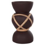 ΔΙΑΚΟΣΜΗΤΙΚΟ ΒΑΖΟ ΔΑΠΕΔΟΥ MAYNARD HM4672.07S TERRACOTTA ΣΟΚΟΛΑΤΙ-RATTAN Φ27.5x50Υεκ - Image 4