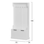 ΕΠΙΠΛΟ ΕΙΣΟΔΟΥ KAYLOR HM2475.03 ΜΕ ΚΡΕΜΑΣΤΡΕΣ&ΑΠΟΘ.ΧΩΡΟ-MDF ΣΕ ΛΕΥΚΟ 93x34x180Υεκ - Image 2