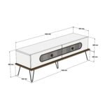 ΕΠΙΠΛΟ ΤΗΛΕΟΡΑΣΗΣ HM9511.02 ΜΕΛΑΜΙΝΗΣ ΦΥΣΙΚΟ OAK ΧΡΩΜΑ ΜΕΤΑΛΛΙΚΑ ΠΟΔΙΑ 145x40x45Yεκ. - Image 2