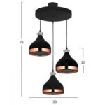 ΦΩΤΙΣΤΙΚΟ ΟΡΟΦΗΣ 3ΦΩΤΟ ΜΕΤΑΛΛΙΚΟ ΜΑΥΡΟ HM7524.01 30x30x75 εκ. - Image 2