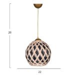 ΦΩΤΙΣΤΙΚΟ ΟΡΟΦΗΣ ΚΡΕΜΑΣΤΟ ΑΠΟ ΣΧΟΙΝΙ ΜΠΕΖ ΜΑΥΡΟ HM7644.01 22x18x20Y εκ. - Image 2