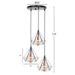 ΦΩΤΙΣΤΙΚΟ ΟΡΟΦΗΣ ΚΡΕΜΑΣΤΟ HM4041 3ΦΩΤΟ ΜΑΥΡΟ ΜΕΤΑΛΛΟ 25x22x123Yεκ. - Image 2