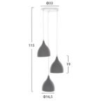 ΦΩΤΙΣΤΙΚΟ ΟΡΟΦΗΣ ΚΡΕΜΑΣΤΟ HM4139 ΓΚΡΙ ΜΕΤΑΛΛΙΚΟ 3ΦΩΤΟ Φ33x33-115Υεκ. - Image 2