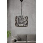 ΦΩΤΙΣΤΙΚΟ ΟΡΟΦΗΣ ΚΡΕΜΑΣΤΟ HM7369 ΜΕΤΑΛΛΟ ΚΑΙ ΥΦΑΣΜΑ ΜΑΥΡΟ ΓΚΡΙ 28x28x65Υ εκ. - Image 3