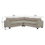ΓΩΝΙΑΚΟΣ ΚΑΝΑΠΕΣ CALDER HM3286.03 ΜΠΕΖ ΥΦΑΣΜΑ 254x254x91Υεκ. - Image 2