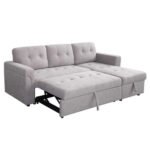 ΓΩΝΙΑΚΟΣ ΚΑΝΑΠΕΣ-ΚΡΕΒΑΤΙ ΑΝΑΣΤΡΕΨΙΜΟΣ SAL HM3310.01 ΓΚΡΙ ΥΦΑΣΜΑ 214x137x83Yεκ - Image 2