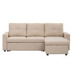 ΓΩΝΙΑΚΟΣ ΚΑΝΑΠΕΣ-ΚΡΕΒΑΤΙ ΑΝΑΣΤΡΕΨΙΜΟΣ SALINO HM3285.03 ΜΠΕΖ ΥΦΑΣΜΑ 213x132x87Yεκ - Image 3