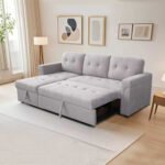 ΓΩΝΙΑΚΟΣ ΚΑΝΑΠΕΣ-ΚΡΕΒΑΤΙ ΑΝΑΣΤΡΕΨΙΜΟΣ SAL HM3310.01 ΓΚΡΙ ΥΦΑΣΜΑ 214x137x83Yεκ - Image 3