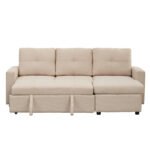 ΓΩΝΙΑΚΟΣ ΚΑΝΑΠΕΣ-ΚΡΕΒΑΤΙ ΑΝΑΣΤΡΕΨΙΜΟΣ SALINO HM3285.03 ΜΠΕΖ ΥΦΑΣΜΑ 213x132x87Yεκ - Image 4