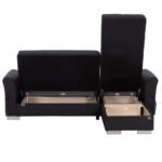 ΓΩΝΙΑΚΟΣ ΚΑΝΑΠΕΣ-ΚΡΕΒΑΤΙ ΜΕ ΑΠΟΘ. ΧΩΡΟ BRONKO HM3291.01 ΑΝΘΡΑΚΙ ΥΦΑΣΜΑ 218x138x77Y - Image 5