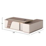 ΓΡΑΦΕΙΟ ΑΡΙΣΤΕΡΗ ΓΩΝΙΑ SUPERON HM2136L ΜΕΛΑΜΙΝΗ ΦΥΣΙΚΟ-ΜΠΕΖ--LED ΦΩΤΙΣΜΟΣ 240x180x76Υεκ - Image 2