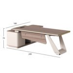 ΓΡΑΦΕΙΟ ΔΕΞΙΑ ΓΩΝΙΑ SUPERON HM2139R ΜΕΛΑΜΙΝΗ ΦΥΣΙΚΟ-ΜΠΕΖ--ΜΕΤΑΛ. ΠΟΔΙ 240x180x76Υ - Image 2