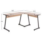 ΓΡΑΦΕΙΟ ΓΩΝΙΑΚΟ HM9319 ΜΕΤΑΛΛΙΚΟ ΣΚΟΥΡΟ ΓΚΡΙ ΜΕ MDF ΕΠΙΦΑΝΕΙΑ ΣΕ ΟΑΚ 147X112X74Υεκ. - Image 2