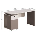 ΓΡΑΦΕΙΟ ΜΕ ΑΡΙΣΤΕΡΟ ΝΤΟΥΛΑΠΙ NEWLINE HM18274L ΜΕΛΑΜΙΝΗ ΕΚΡΟΥ-ΑΝΟΙΧΤΟ ΚΑΦΕ 120x60x75Υ - Image 2