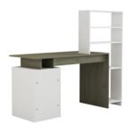 ΓΡΑΦΕΙΟ ΜΕ ΒΙΒΛΙΟΘΗΚΗ ROCHELL ΜΕΛΑΜΙΝΗ OLIVE GREY ΛΕΥΚΟ 146,3x55x128,8Υεκ.HM8886.11 - Image 4