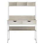 ΓΡΑΦΕΙΟ ΜΕ ΒΙΒΛΙΟΘΗΚΗ TANAYA HM2390.13 ΜΕΛΑΜΙΝΗ SONAMA-ΛΕΥΚΟΣ ΜΕΤΑΛΛO 100x48x139Y - Image 2