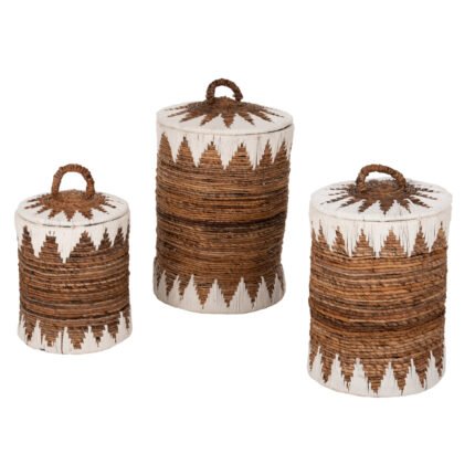 Αγόρασε ΚΑΛΑΘΙΑ ΨΑΘΙΝΑ ΣΤΡΟΓΓΥΛΑ ΜΕ ΚΑΠΑΚΙ ΣΕΤ 3τμχ HM4306 ΣΕ ΦΥΣΙΚΟ-ΛΕΥΚΟ Φ42x63Υεκ. σε μοναδική τιμή στο clickforshop.gr