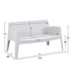 ΚΑΝΑΠΕΣ 2-ΘΕΣΙΟΣ ΠΟΛΥΠΡΟΠΥΛΕΝΙΟΥ SLEEK HM6366.01 ΧΡΩΜΑ ΛΕΥΚΟ 133x68x73Υεκ. - Image 2