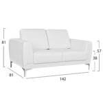 ΚΑΝΑΠΕΣ 2ΘΕΣΙΟΣ KΕΝΖΙΕ HM3121.22 ΜΕ ΛΕΥΚΟ PU 142x81x81 εκ. - Image 2