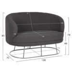 ΚΑΝΑΠΕΣ 2ΘΕΣΙΟΣ ARIEN HM8492.21 ΓΚΡΙ ΜΠΟΥΚΛΕ ΜΕ ΑΣΗΜΙ ΒΑΣΗ 130X75X85Yεκ. - Image 2