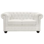 ΚΑΝΑΠΕΣ 2ΘΕΣΙΟΣ T.CHESTERFIELD HM3010.02 ΤΕΧΝΟΔΕΡΜΑ ΛΕΥΚΟ ΜΑΤ 155x90x73 εκ. - Image 3