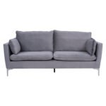 ΚΑΝΑΠΕΣ KAREN 3ΘΕΣΙΟΣ ΓΚΡΙ ΒΕΛΟΥΔΟ & ΜΕΤΑΛΛΙΚΑ ΠΟΔΙΑ ΧΡΩΜΙΟΥ HM3136.31 208x81x95 εκ. - Image 3