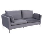 ΚΑΝΑΠΕΣ KAREN 3ΘΕΣΙΟΣ ΓΚΡΙ ΒΕΛΟΥΔΟ & ΜΕΤΑΛΛΙΚΑ ΠΟΔΙΑ ΧΡΩΜΙΟΥ HM3136.31 208x81x95 εκ. - Image 4