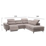 ΚΑΝΑΠΕΣ ΑΡΙΣΤΕΡΗ ΓΩΝΙΑ-ΑΝΑΚΛΙΣΗ & ΑΠΟΘ.ΧΩΡΟΣ-RESTRO HM3339.02L ΜΠΕΖ ΥΦΑΣΜΑ 284x224x76Υεκ - Image 2