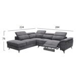 ΚΑΝΑΠΕΣ ΑΡΙΣΤΕΡΗ ΓΩΝΙΑ-ΑΝΑΚΛΙΣΗ & ΑΠΟΘ.ΧΩΡΟΣ-RESTRO HM3339.01L ΓΚΡΙ ΥΦΑΣΜΑ 284x224x76Υεκ - Image 2