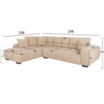 ΚΑΝΑΠΕΣ ΓΩΝΙΑ (ΑΡΙΣΤΕΡΗ) COVEN HM3266.01L ΕΚΡΟΥ ΥΦΑΣΜΑ 298x102-208x85Υεκ. - Image 2